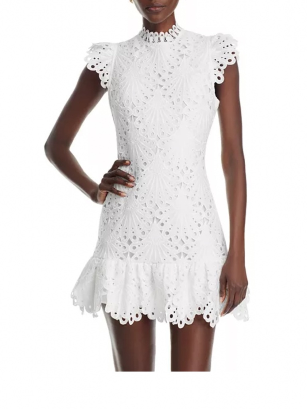 AQUA Mock Neck Lace Shift Dress